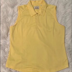Womens yellow collared, sleeveless, golf top!